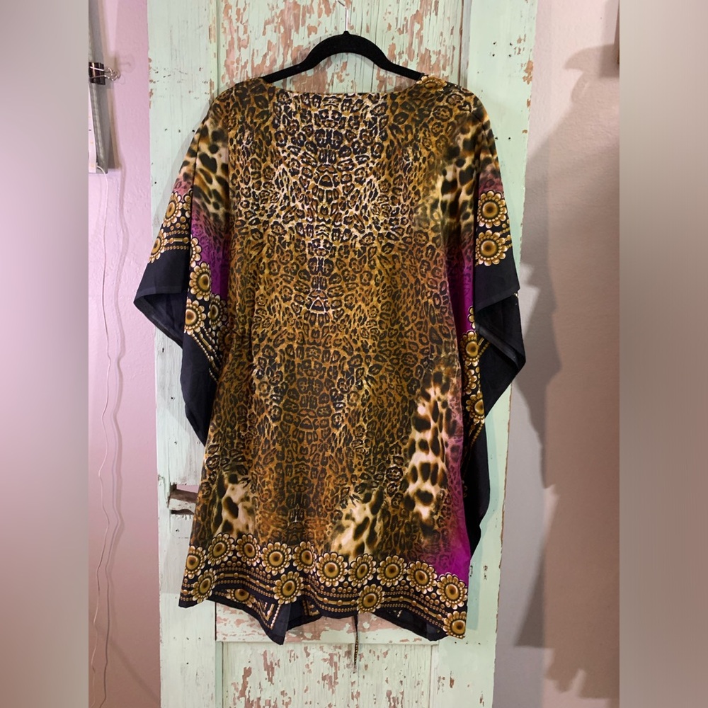 California women’s one size cheetah print with purple swim suit coverup Preloved - Picture 3 of 4
